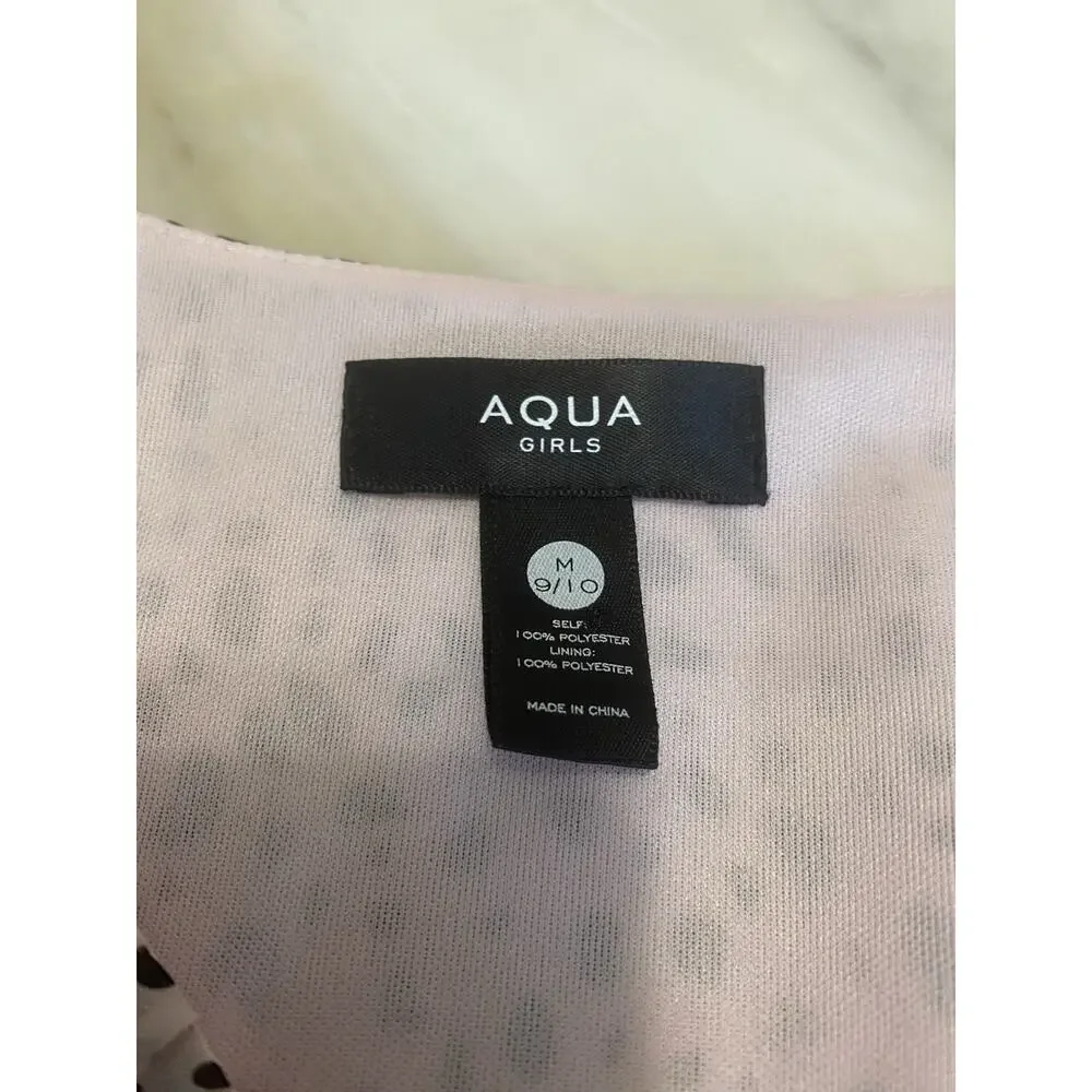 Aqua Girls Asymmetrical Ruffle Dress Pink/Black Size M (9/10) animal print